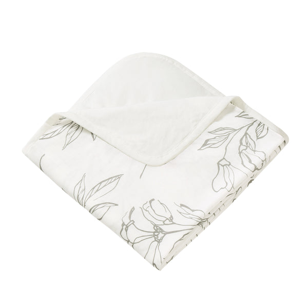 4 Layer Muslin Blanket - Light Grey Lilies